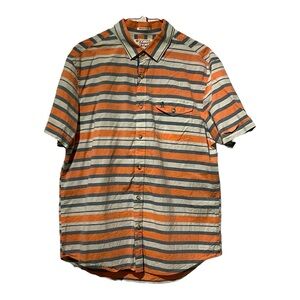 Original Penguin Heritage Slim Fit Orange and Blue Striped Shirt Large